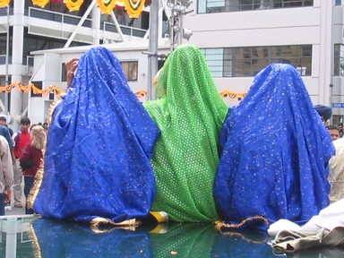 Katyanne Topping; Sari's cubed; Three girls in their beautiful saris, taken at last year's Diwali festival.