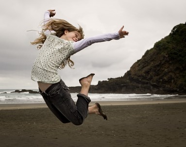 Lisa Crandall; Julia Jumping; Taken at Karekare Beach