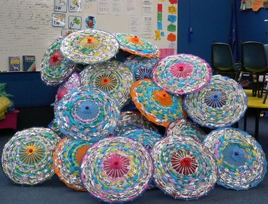 Winifred Struthers; Childrens project; Umbrella's made by school children