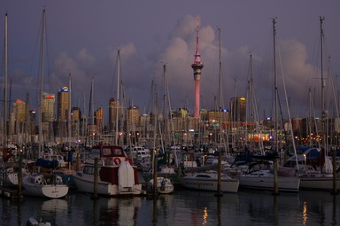 Scottie Peng; Westhaven Marina and Skycity in the pink dress; City of sails,Auckland is running out of yacht parking space