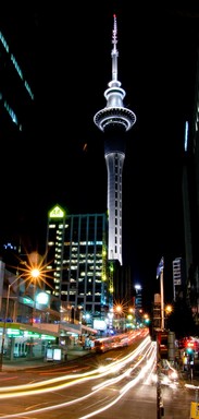 Thiago Almeida; Busy street, calm landmark; Busy Saturday Night on Auckland CBD