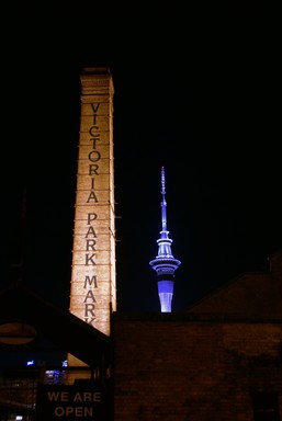 Siiri Wilkening; Old and new; Vic Park Market and Skytower by night