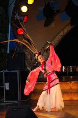  A dancer on stage at the Lantern Festival in Albert Park, 2 March 2007