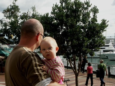 Zelda Wynn; The Viaduct; Father and daughter enjoy the sun and views around the Viaduct Harbour