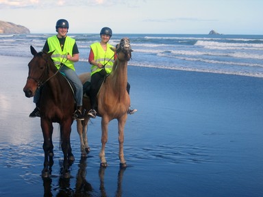 Tineke van der Walle; Muriwai horse riders.