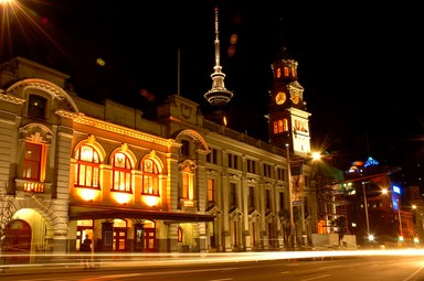 N Changco; Grandeur Auckland; Time exposure of Town Hall Queen Street