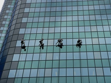 Debbie Olberts; Queen Street Window Washers; Window washers on Queen Street Skyscrapers making our city a place to smile.