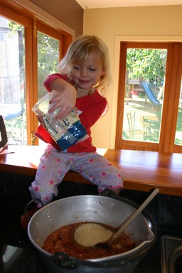 Alison Feeney; Making Fejoa Chutney; This is my daughter Gemma making chutney