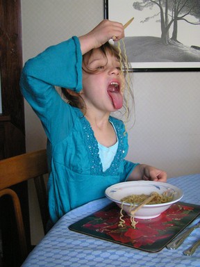  Nicky eating Noodles at Birkenhead