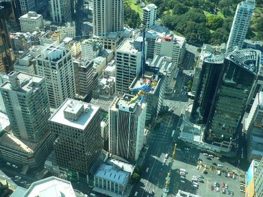 Winifred Struthers;Bungy Jump;Taken through window of Sky Tower viewing flour.