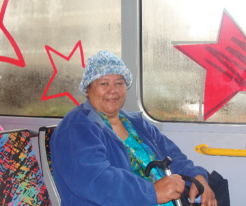 Beautiful passenger snapped on the free bus to University on Wet Cold Grey Auckland Monday