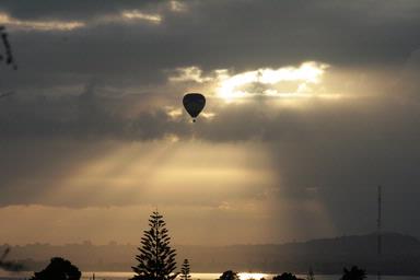 Karen Algar; Floating; Early morning flight over Auckland