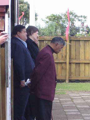 Sam Dee; Helen Clark attends the Bastion Point 25 years on commemoration (May 2008); They wait to be welcomed onto the marae