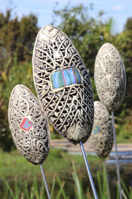 Leigh Burrell; Pods by Carol Robinson; Harbour View Sculpture Trail