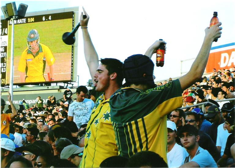 Tara Ginsberg; Cricket match   Eden Park 2005;Fans at Australia v NZ. Part of the A Bit of A Do exhibition.