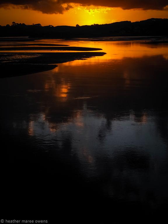 Heather Maree Owens;Estuary sunset;sun setting over the esyuary Orewa