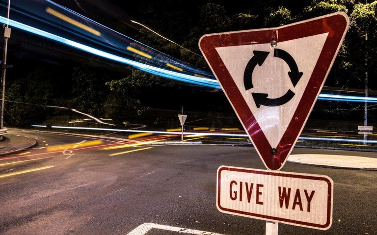 Edward Swift;Give Way;Long exposure of a roundabout in Orakei