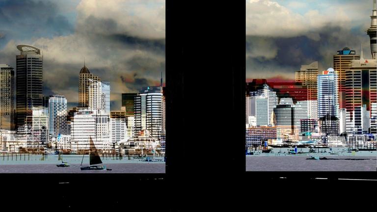 susanne wichmann; Auckland ART Collage; With Window Rangitoto  Lookout