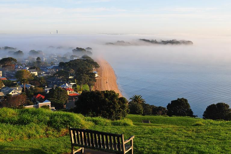 A misty morning view of the north shore from Mt Victoria, Devonport