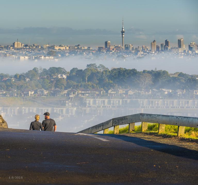 John Ling;Auckland Misty future downhill?;In the back ground, the Sky Tower was build about 21 years ago, it is not getting any higher or much change surrounding. Or things not much change, mostly its all the same on a background, however, the petrol price almost at double higher in the past 20 yrs. In the middle ground, Aucklander are facing more problem for the housing crisis than others, many Aucklander are no longer to able to live in a full section house, instead have to live in this more congested in small apartment or an unit. In the foreground, this young couple may represented some young Aucklander, are first home buyer, that may unable, or hard to pay for the living in Auckland, one of the biggest city in New Zealand. They may face or a uncertain, and misty downhill future.