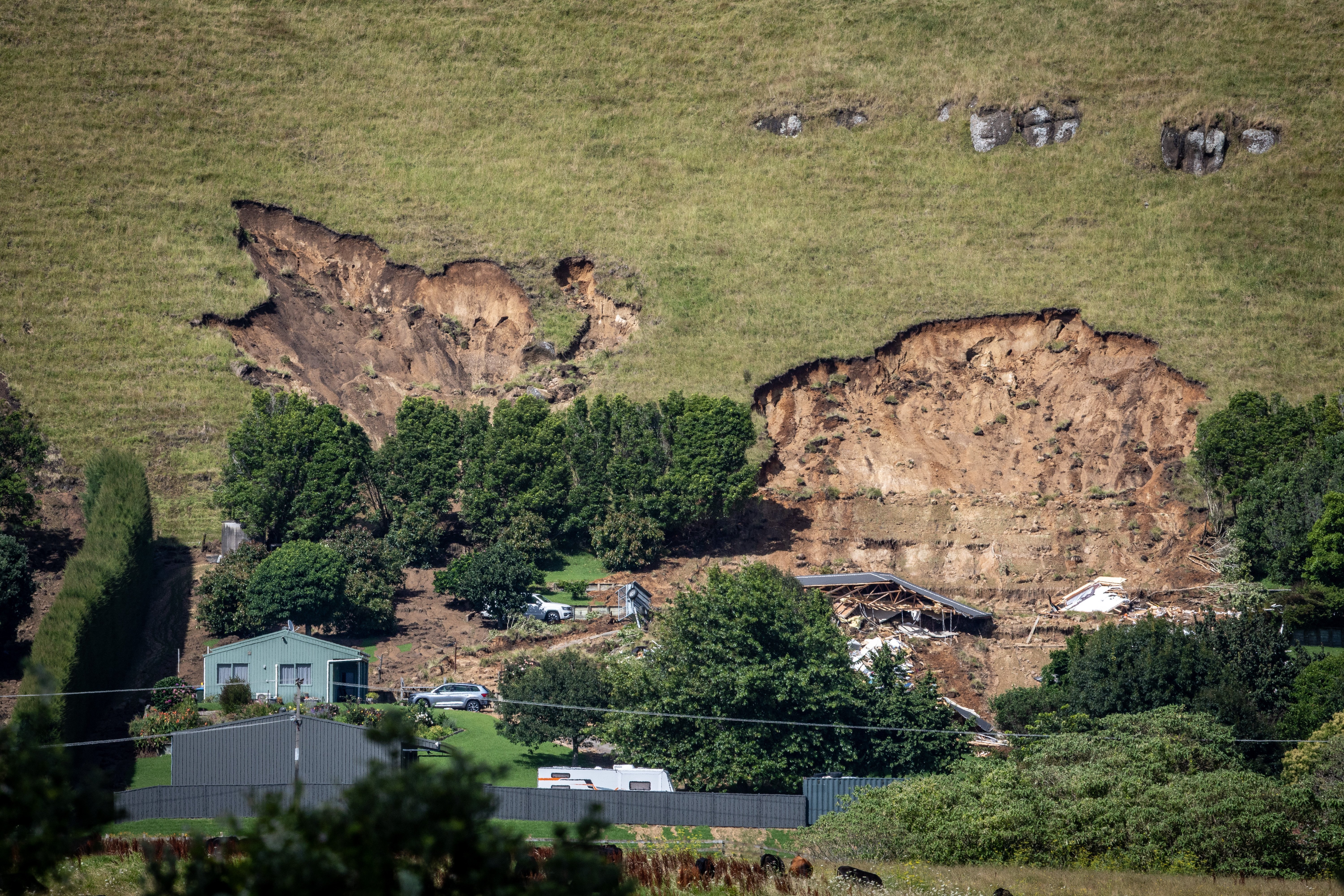 Mount Manganui NZ: Welcome Bay Road; scene of double fatality following landslip in Tauranga - on January 23 2026. New Zealand Herald photograph by Michael Craig