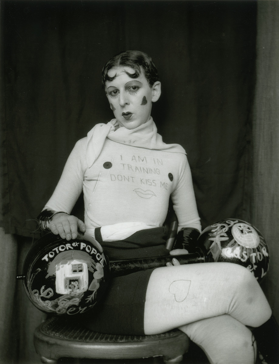 Claude Cahun & Marcel Moore, Untitled (I am in training, don’t kiss me), 1927. Courtesy of Jersey Heritage Collections. 