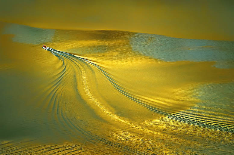 Silky surface of the lake