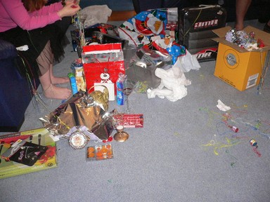 Winifred Struthers; The Aftermath; The mess left after the Christmas presents had been opened. Photo taken in Northcote.