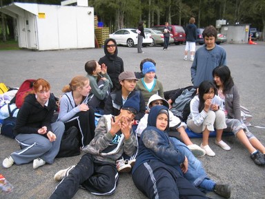 Katyanne Topping; Gathered together;Lots of my friends gathered in a group, waiting for the buses to arrive on the last day of our school camp '06. Taken at Camp Adair.