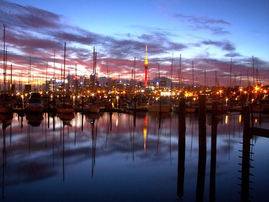 Trevor Andrews; Westhaven sunrise; City of masts, waiting to be taken out for a sail