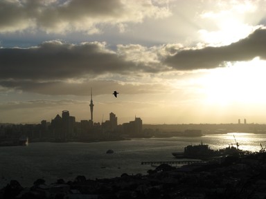 Peter Brooks; Flight and light; Sunset over Auckland from Mt Victoria