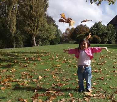 Ariel Alibangbang; Welcome Autumn!!; Zoe Mae enjoying the fallen leaves