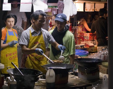 Karen Lewis;Three Woks;Food workers at Lantern Festival