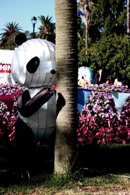 Tino Quirino;Hide&Seek;took this at the lantern festival in albert park. this was one of the lantern displays   a group of playful pandas