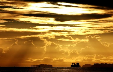 JERRY ZINN;Early morning trawler Takapuna beach; Such photographic possibilities on Takapuna beach