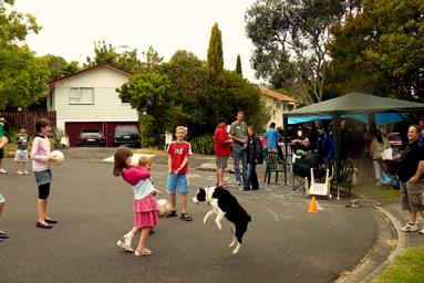 Rebecca Harrington; The street party;The entertainment at our annual street party, Browns Bay, North Shore