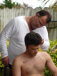 Kerry Murphy; ShavinSam: The hair cut; Robert shaving Sam's hair off.