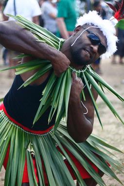  From the province of Rabaul...a Tolai man dances to PNG music