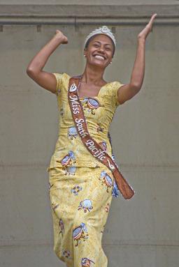  Miss South Pacific celebrating the Pacifika Festival with joy.