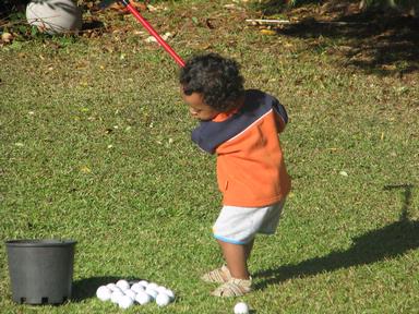 Sene Kirifi; Look out Tiger Woods!; Jeremiah now 14 months is practising his swing!