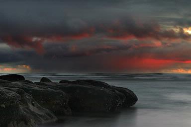 Steve Nicoll;Imminent Storm; A storm approaching Muriwai at sunset