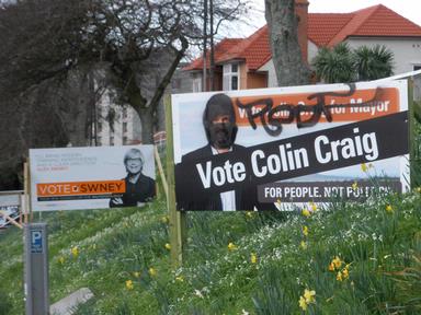 Manni Moore; Colin Craig placard gets defaced