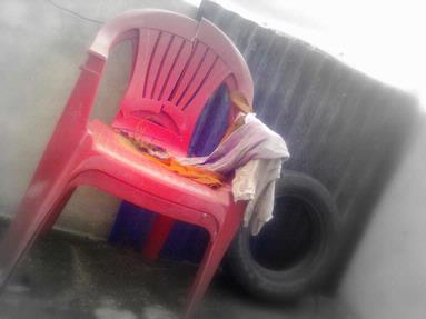 shubham shukla;5 year old dusted chair and tyre;  