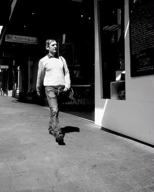 Richard Hayton; High Street; Smart gent striding down Auckland's High Street