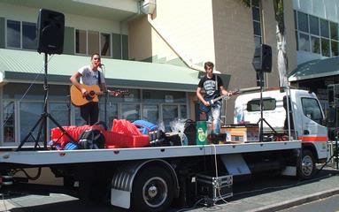 Jane Scorey; Boys on Truck; Performing at Fundraiser for Charlotte Cleverly Bisman