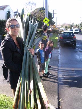 Kath McLean; Family gathering flax