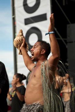 Jason Burgess; Powhiri at Splore at Tapapakanga Regional Park