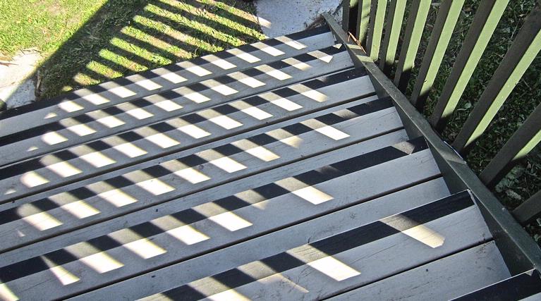 JERRY ZINN; PATTERNED STEPS; TAKEN AT A WAHEKE RESTAURANT.