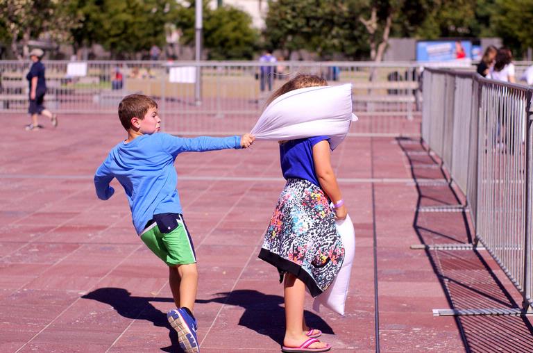 James Wu;Ambush;Shot at Aotea Square during the International Pillow Fight Day 2014