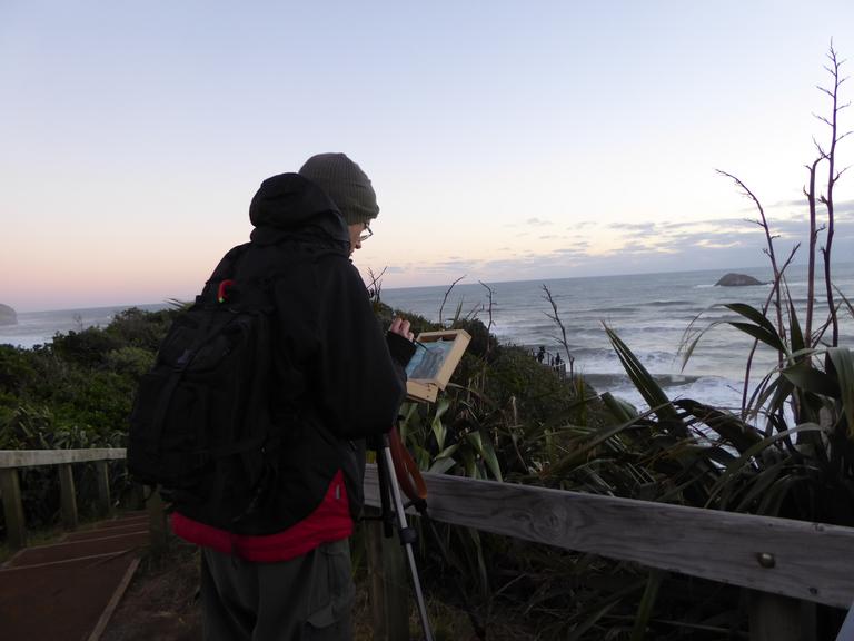 helen wong;Painting Muriwai;waiting sunset that never came